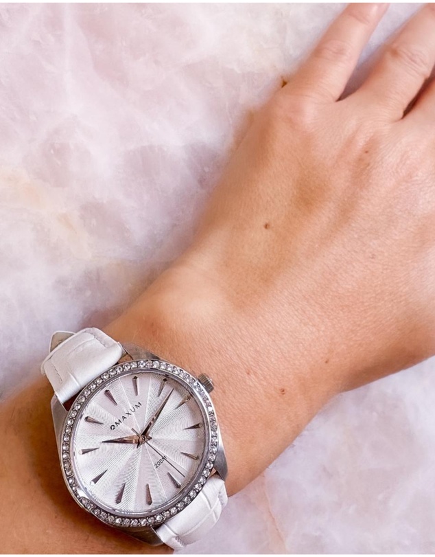 Maxum - Sydney - White Dial, Silver Tone Case & White Leather Band