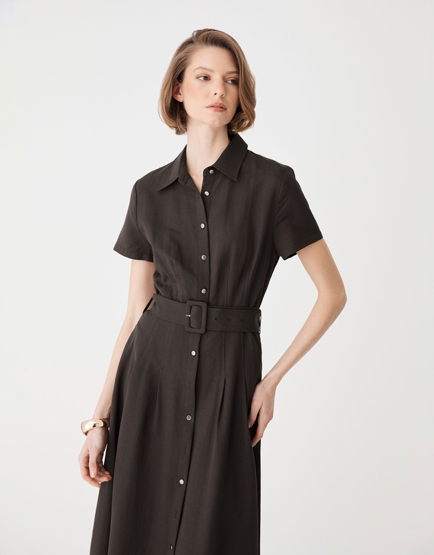 Forcast - Ebony Tencel Cupro Shirt Dress