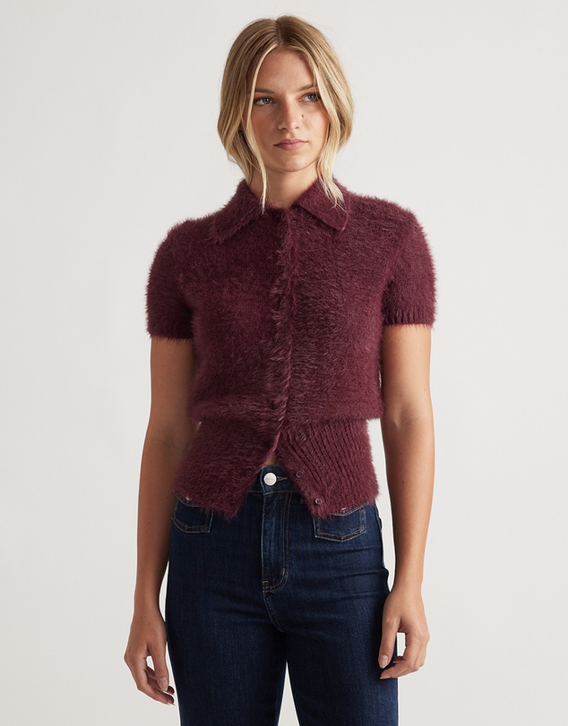 Decjuba - Rosie Fluffy Knit Polo Tee
