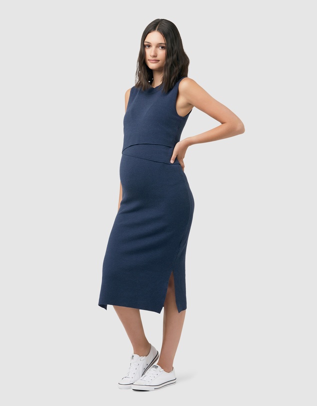 Ripe Maternity - Layered Knit Nursing Dress