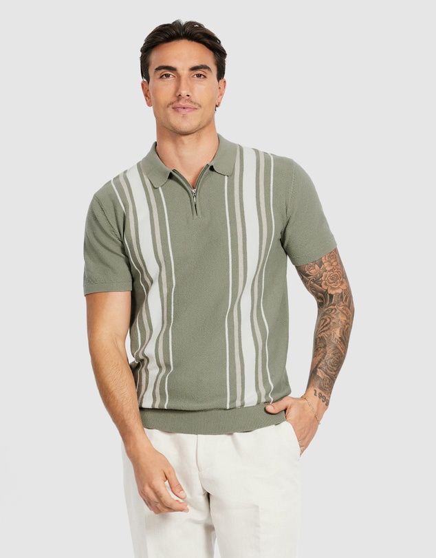 Tarocash - Dane Stripe Knit Polo