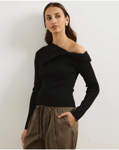 Atmos&Here - Alora Long Sleeve Knit Top With Twist Detail
