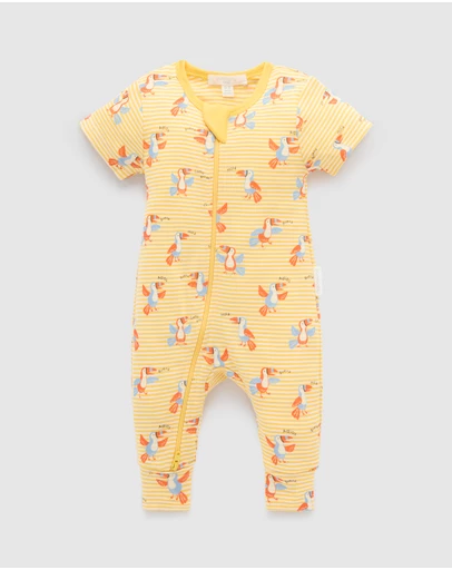 Purebaby - Rib Short Sleeve Growsuit -Kids-Babies