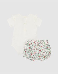 Bebe by Minihaha - Christmas Festive Red Robin Bodysuit and Shorts Set - Babies
