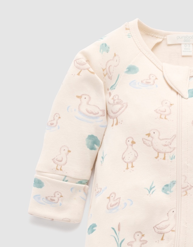 Purebaby - Printed Zip Growsuit-Kids-Babies