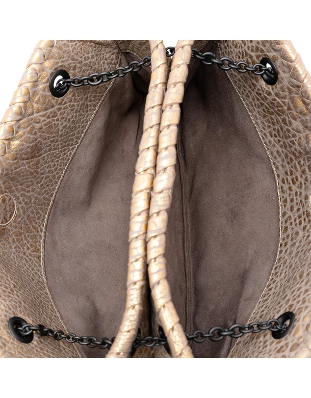 Pre-Loved by Azura Reborn - Pre-Loved Intrecciato Trimmed Metallic Leather Duo Shoulder Bag