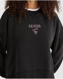 GUESS Originals - GUESS Originals Distressed Baker Crewneck Fleece Sweatshirt