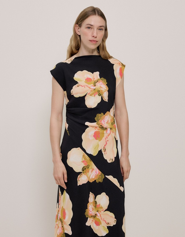 Trenery - Caelia Draped Bias Dress in Black