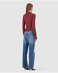Rolla's - Daisy Lace Long Sleeve Shirt - Dark Cherry