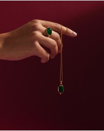 Najo - Fleur Yellow Gold Green Onyx Necklace (45cm+ext)