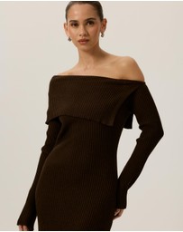 Tussah - Chloe Off Shoulder Knitted Midi Dress