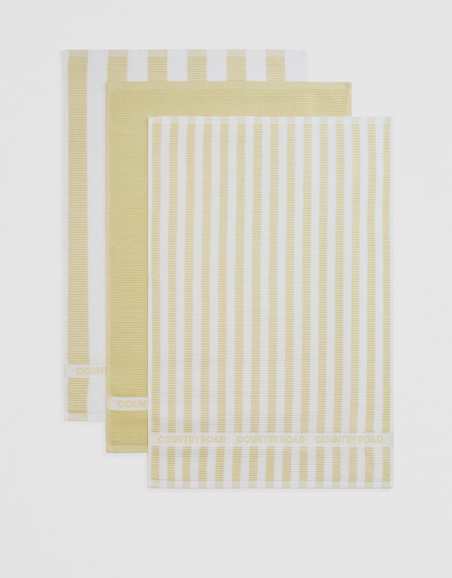 Country Road - Cr Stripe Australian Cotton Tea Towel Pack Of 3