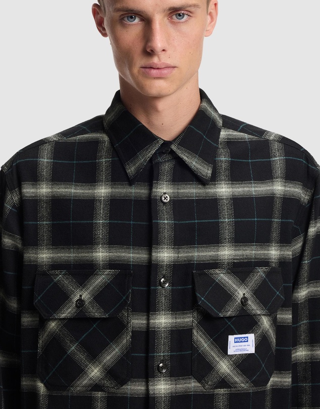 HUGO - Oversized-Fit Overshirt in Checked Cotton Twill