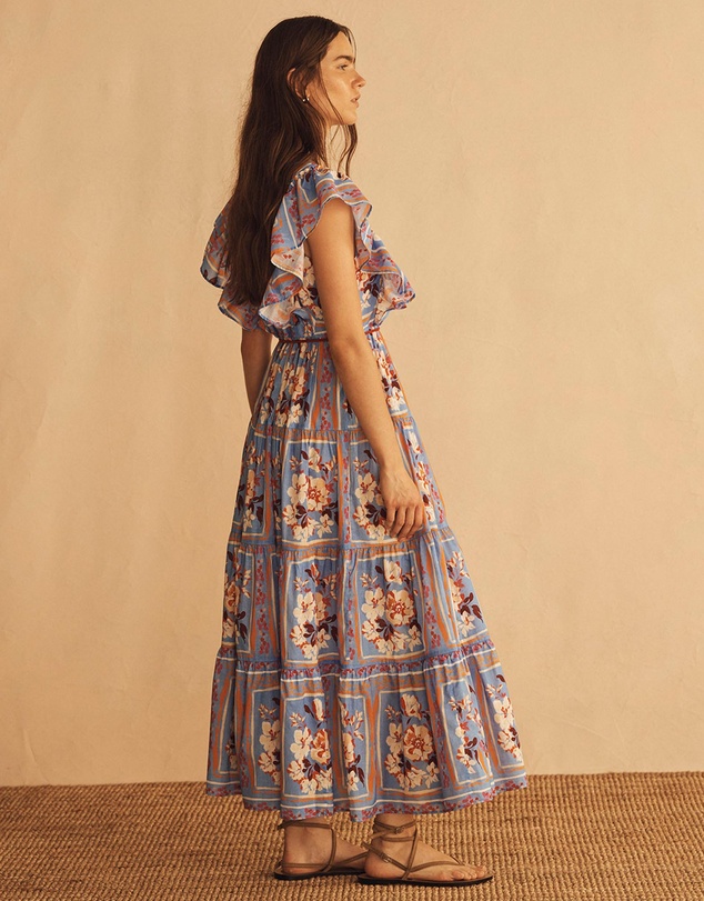 AUR OCEA - Piastrelle Ruffle Sleeve Maxi Dress