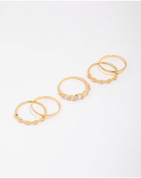 Lovisa - Gold Plated Dainty Cubic Zirconia Stacking Ring 5-Pack