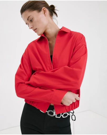 M.N.G - Bomber Jacket with Shirt Collar
