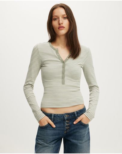 Madi Stripe Pale Eucalyptus & Vintage White