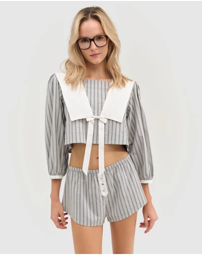 For Love & Lemons - Linen Stripe Top