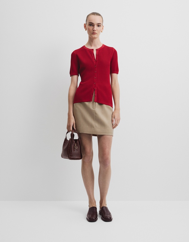 Country Road - Waffle Short Sleeve Button Knit