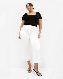 City Chic - Plus size Harley Fit Avery Wide Leg Crop Jean - ivory