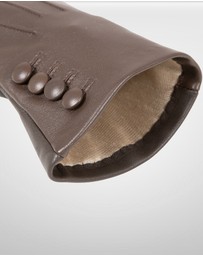 DENTS - Touchscreen 3 Point Silk-Lined Leather Gloves with Buttons