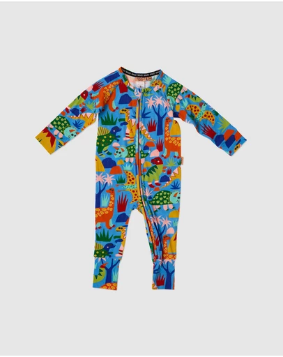 Kip&Co - Organic Cotton LS Romper Dinosaur Roar - Babies