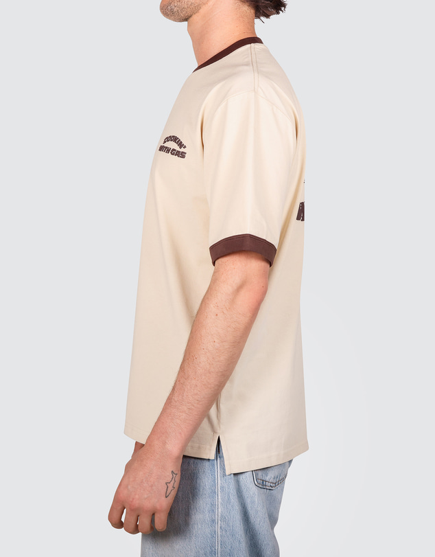 Skwosh - Cookin with Gas Men's Boxy Ringer Tee in Cream