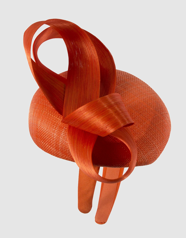 Max Alexander - Orange Pillbox Racing Fascinator