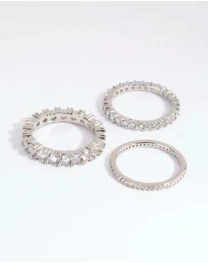 Lovisa - Silver Cubic Zirconia Triple Band Ring