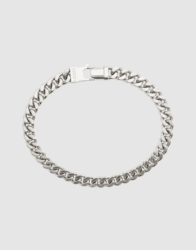GUESS - GUESS Mens Silver-Tone 8mm Curb Chain Bracelet