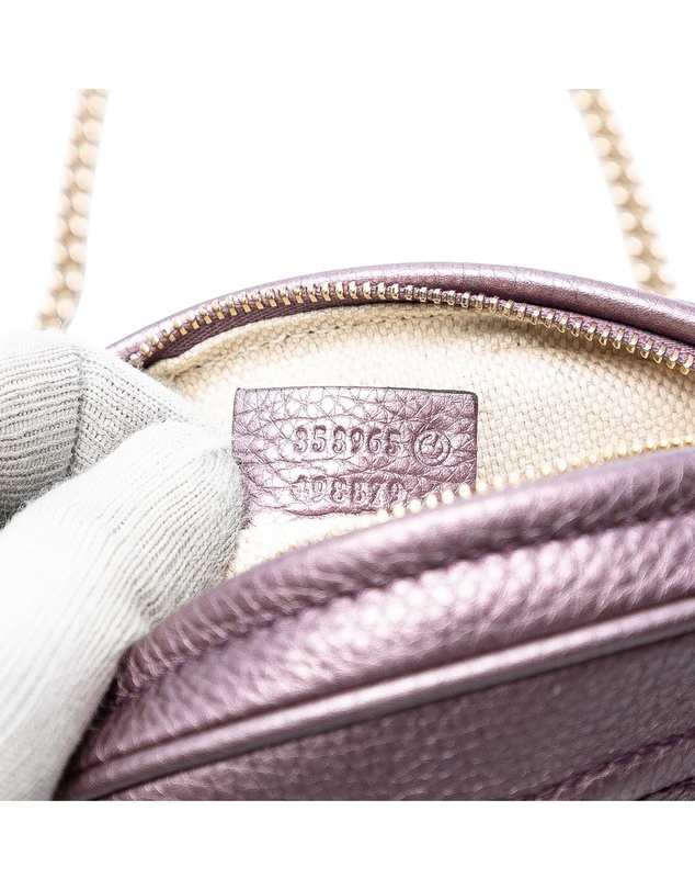 Pre-Loved by Azura Reborn - Pre-Loved Mini Metallic Pebbled Calfskin Soho Chain Crossbody