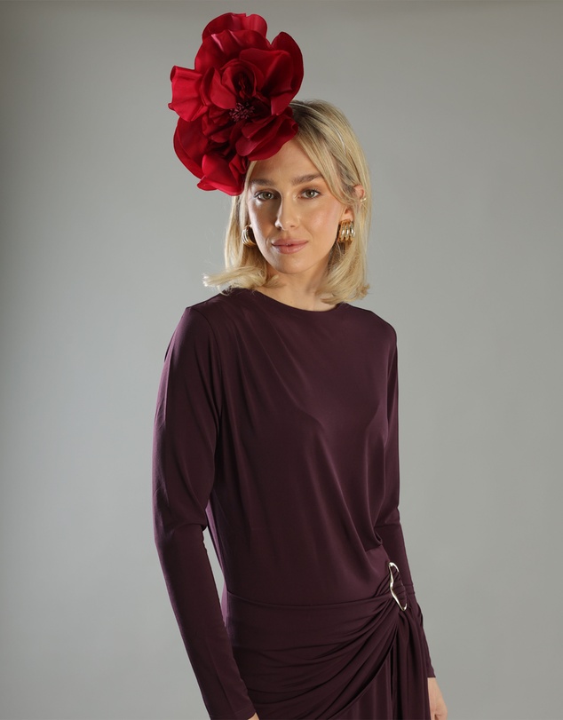 Morgan & Taylor - Cindy Fascinator in Burgundy Red