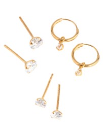 Lovisa - Gold Plated Sterling Silver Cubic Zirconia Stud & Hoop Pack Earring