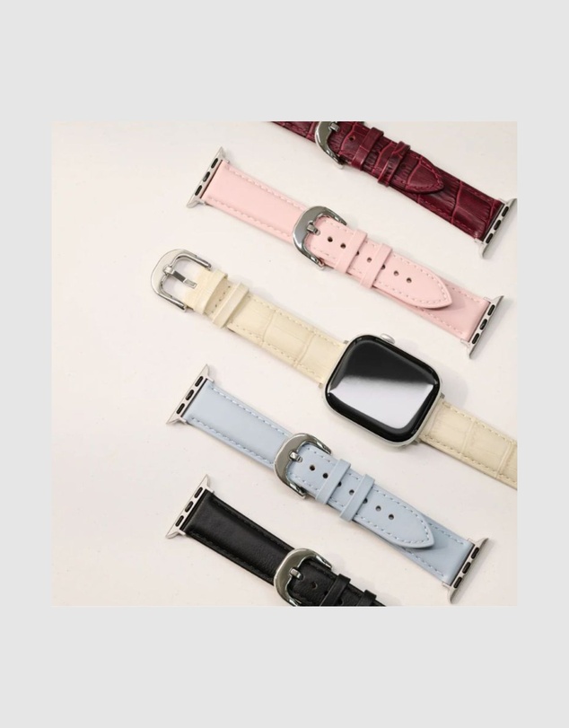 Burga - Burga Apple Watch 42/44/46/49 Leather Band - Silver Clasp Pink