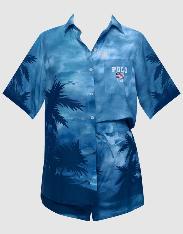 Polo Ralph Lauren - Printed Cotton Short Sleeve Shirt & Shorts Beach Cover Up Set