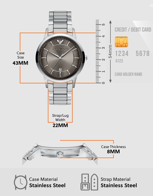 Emporio Armani - Silver Tone Analogue Watch