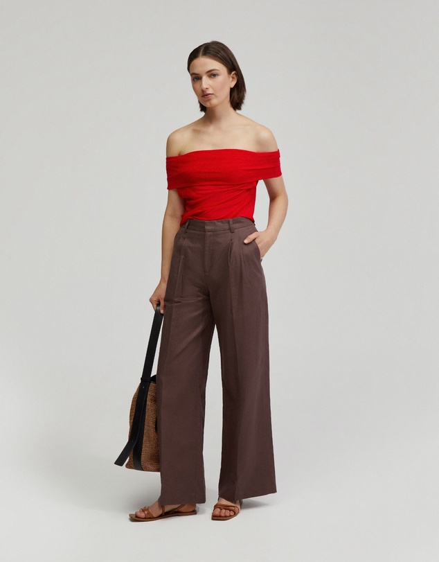 Oxford - Nia Mesh Off-Shoulder Top