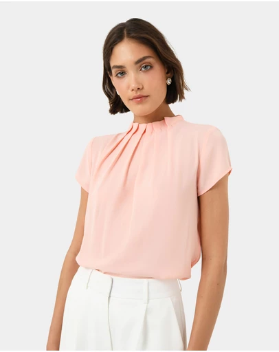 Forcast - Olivia Pleated High Neck Top