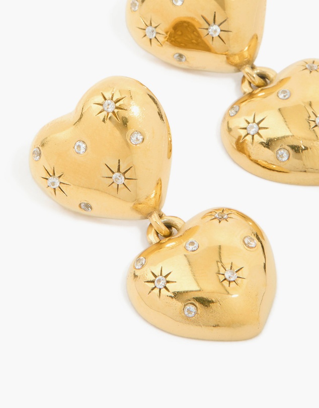 Lovisa - Waterproof Gold Plated Stainless Steel Double Chunky Heart Earrings