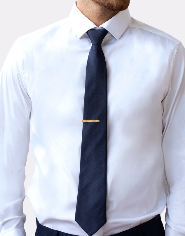 Kuzzoi - ICONIC EXCLUSIVE - Tie Pin Men grooves design in 925 sterling silver gold plated