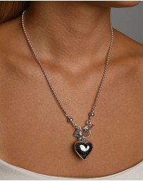 Von Treskow - Silver Ball Chain Puffy Heart Necklace