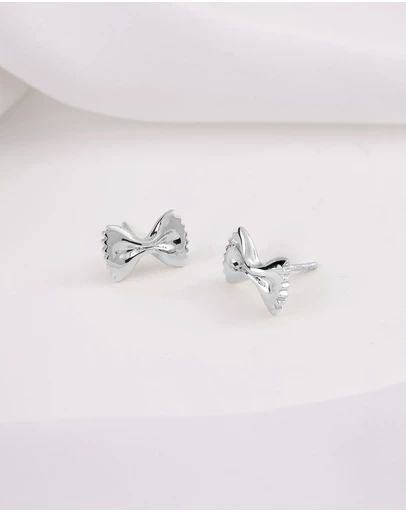 Wanderlust + Co - Bow Tie Pasta Silver Stud Earrings