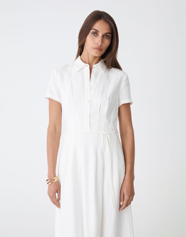 Forcast - Sophie Pleat Waist Linen Dress