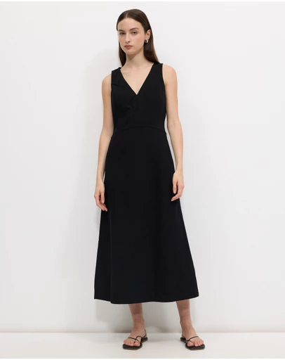 Calli - Matt Cotton Twill Midi Dress