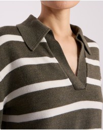 David Lawrence - Leece Merino Stripe Polo Knit