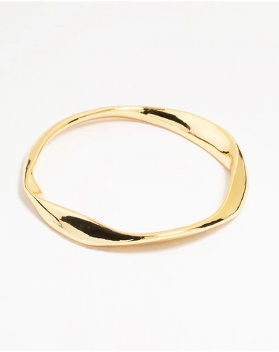 Lovisa - Gold Plated Brass Statement Wavy Bangle
