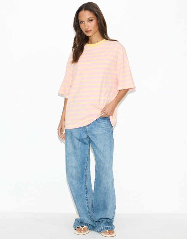 Dazie - Nostalgia Stripe Oversized Boyfriend Tee