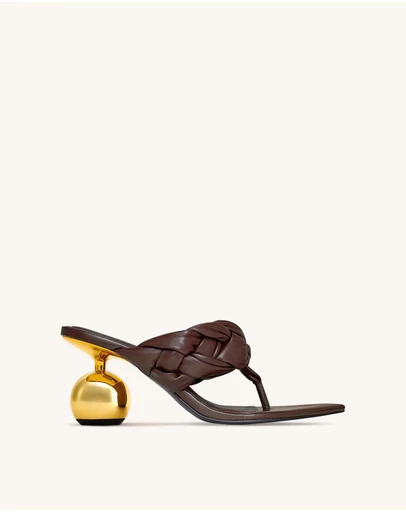 JW PEI - Ellie Braided Orb Heel Thong Mule Heels