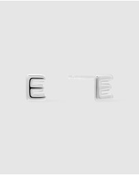 Wanderlust + Co - Alphabet Bubble Silver Stud Earrings - Letter E