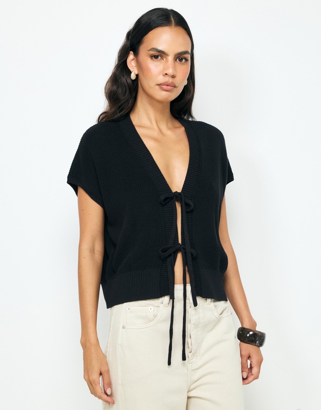 AERE - Ava Organic Cotton Tie Front Top